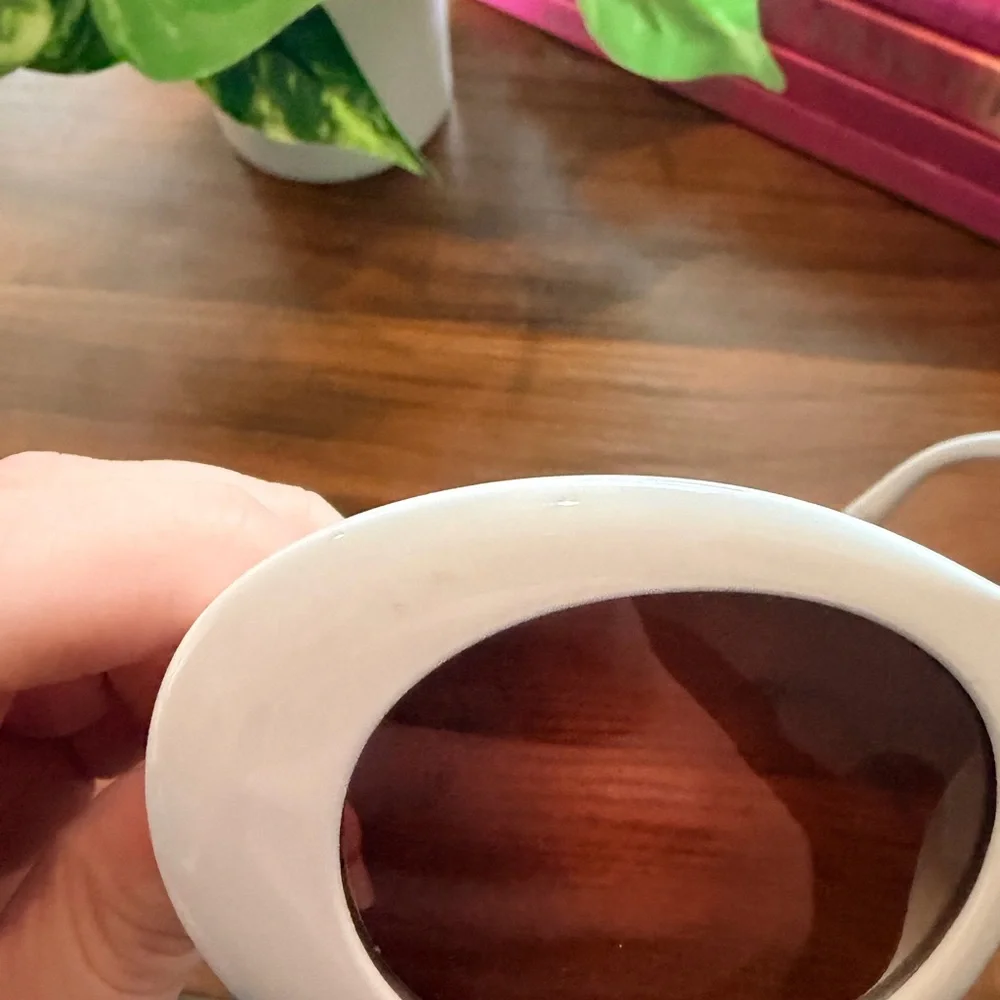 Topshop ASOS 60s Inspires White Oval Sunglasses with Brown Lenses